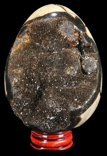 Septarian Dragon Egg Geode - Black Crystals #54574